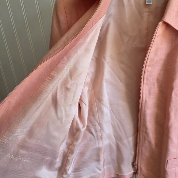 David Brooks Womens Medium Jacket 100% Linen Shell Full Zip Pink Deadstock USA - Picture 4 of 9